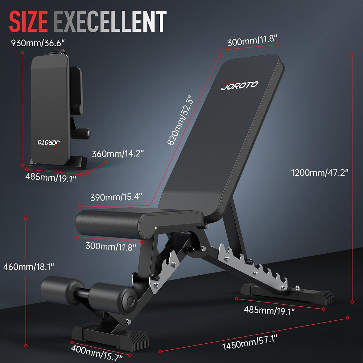 JOROTO MD60 adjustable foldable weight bench